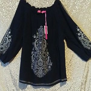 Embroided black & silver top